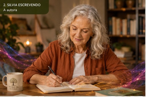 Silvia Rezende escrevendo em um caderno
